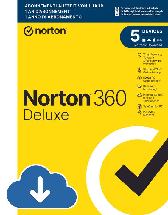 Norton 360 Deluxe (5 Devices, 50GB) (1 User, 5 Geräte/User, 12 Monate)