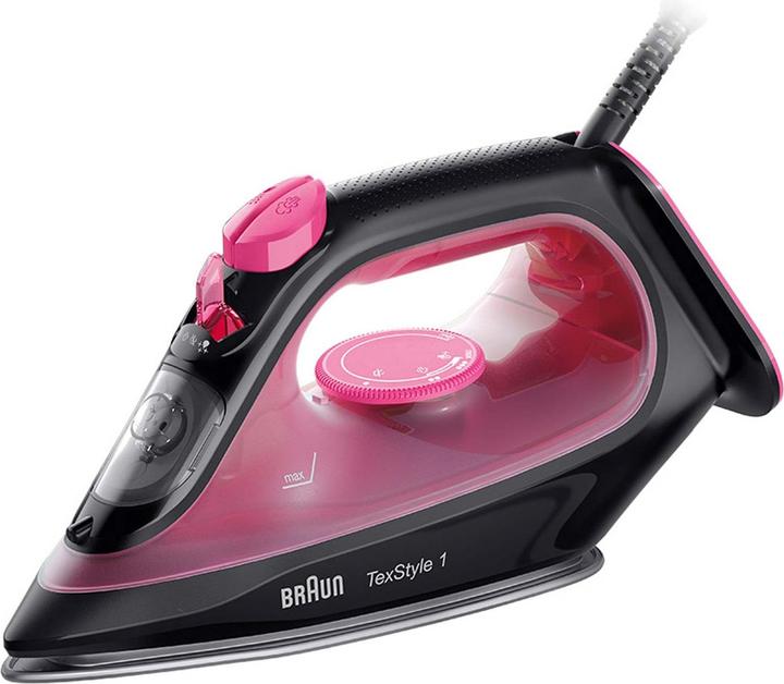 Braun TexStyle 1 Trocken- & Dampfbügeleisen Keramik-Bügelsohle, Violett (2000 W, 130 g/min)