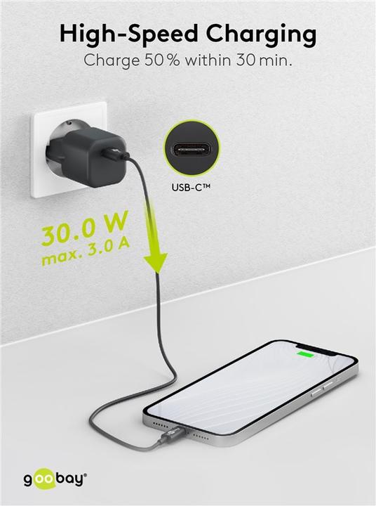 Produktbild Goobay USB-C Nano Schnellladegerät mit GaN Technologie (30 W)