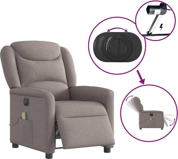 Produktbild VidaXL Massagesessel Elektrisch Taupe Stoff