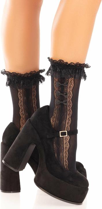 Leg Avenue Calze Con Balze Nere (Taglia unica)