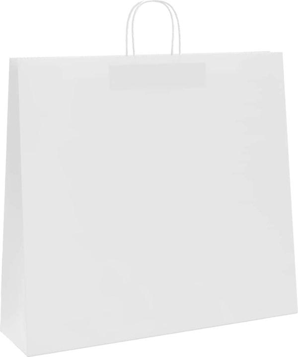 Produktbild VidaXL Kraftpapiertüten 50 Stk. mit Henkel Weiss 54x15x49 cm Papiertüte (Geschenktüte, 50 x)