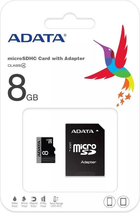 Actual product image Adata microSDHC Card 8GB,, Class 4 (8 GB, microSDHC)