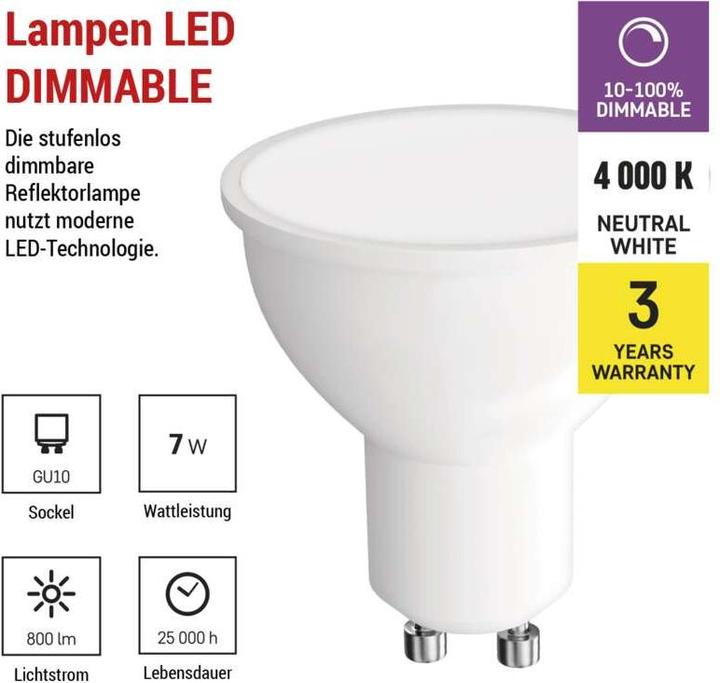 Produktbild Emos LED Lampe Classic (GU10, 7 W, 800 lm, 1 x, E)