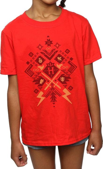Actual product image Girls Christmas Fair Isle Cotton T-Shirt (128)