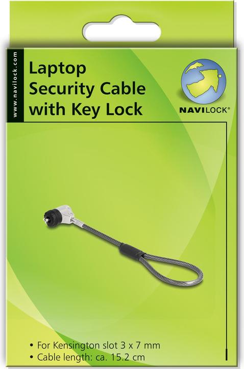 Image du produit Navilock Cable de securite pour notebook avec cle 15,2cm pour slot Kensington 3 x 7mm