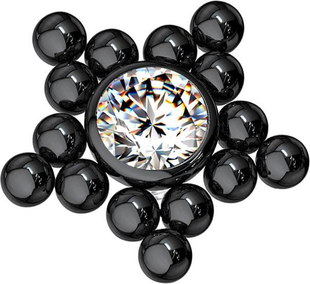 Produktbild Star Piercing Dermal Anchor schwarz Kugeln Stern (ohne Messing, Chirurgenstahl 316L)