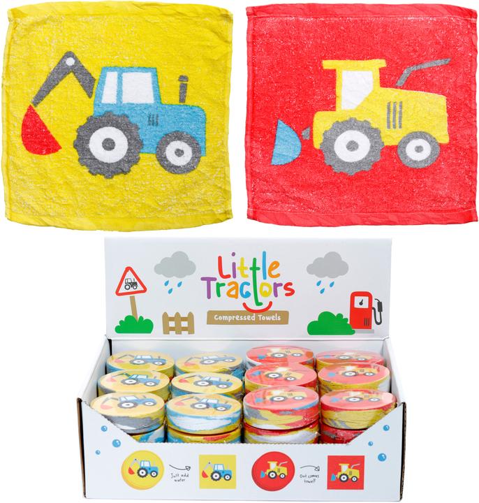 Puckator Little Tractors Traktoren Komprimiertes Reisehandtuch Waschlappen