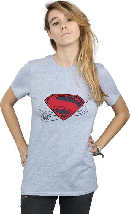 Actual product image Womens/Ladies Justice League Movie Superman Logo Cotton Boyfriend T-Shirt (XXL)