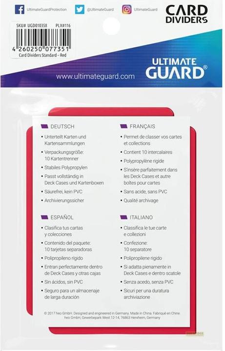 Produktbild Ultimate Guard Kartentrenner Standardgrösse Rot 10