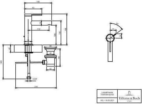 Produktbild Villeroy & Boch V&B EH-WTbatt LOOP & FRIENDS 45x149x166mm m ZAG chrom