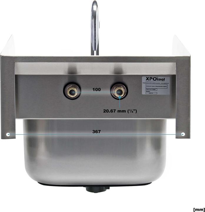 Produktbild XPOtool Gastro Waschbecken Edelstahl Handwaschbecken quadratisch Spülbecken (398 mm, 420 mm)