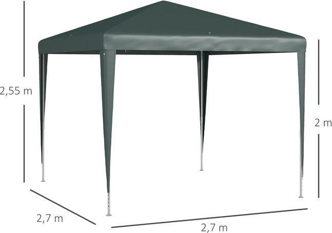 Image du produit Swisshandel24 Pavillon 2,7x2,7 m Tente de réception Pavillon de jardin Tente de réception acier, vert foncé (270 cm, 270 cm)