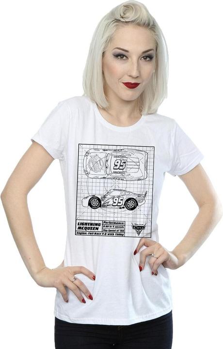 Immagine prodotto Disney Cars Lightning McQueen Blueprint Maglietta Donna (XXL)