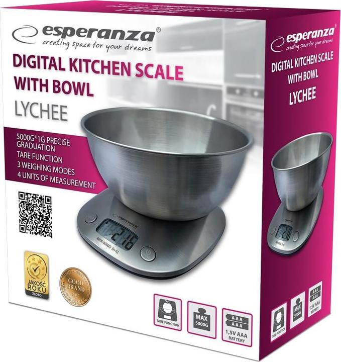 Actual product image Esperanza EKS008 Electronic Kitchen Scale with Bowl