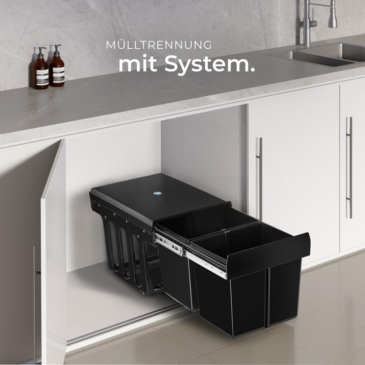 Produktbild tectake Abfallsammler Ashlyn, 2-fach Trennung, 30L, Teleskopschienen (30 l)