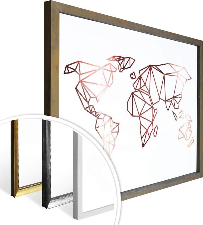 Produktbild Trenddeko Origami Weltkarte - Roségold-Optik (120 x 100 cm)