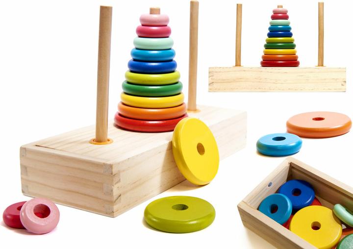 Ikonka Holzpyramide mit Turmfuss, Sortiermaschine Regenbogen