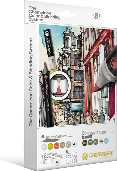 Immagine prodotto Chameleon Matite per acquerello Brushpen Colore e miscelazione (Talpa, Blu chiaro, Verde oliva, Verde scuro, Marrone scuro, Rosso, Grigio scuro, Grigio, 6.60 x)
