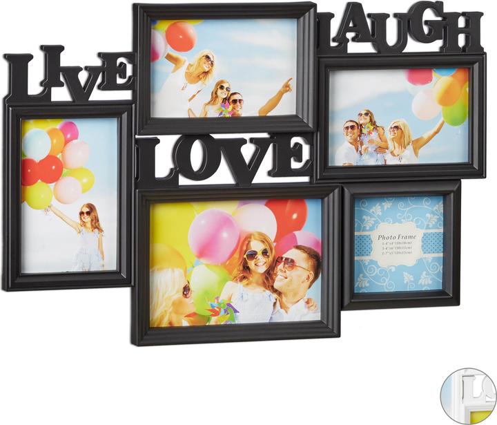 Immagine prodotto Relaxdays Portafoto multiplo Live Love Laugh (10 x 15 cm, 10 x 10 cm, 18 x 13 cm)