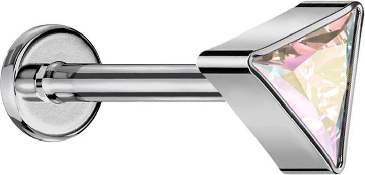 Actual product image Star Piercing Micro labret internal thread silver triangle silver crystal multicolour (without brass, Titanium G23)