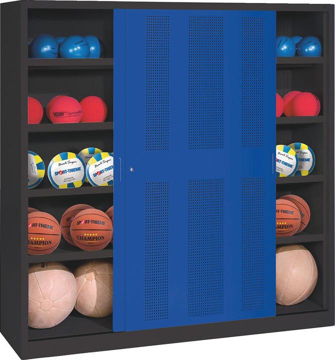 Produktbild C+P Ballschrank (HxBxT: 195x120x60 cm, mit Lochblech-Schiebetüren, Typ 4) (195 x 120 x 60 cm)