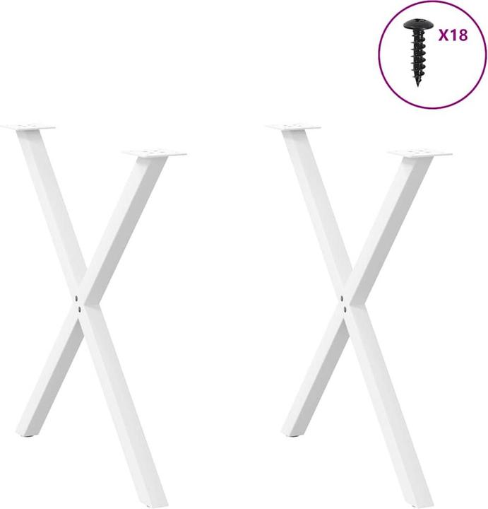 Image du produit VidaXL Pieds de table de salle à manger en X 2 pcs. Blanc 70x(72-73) cm Pied de table en acier