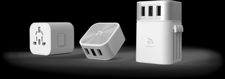 Image du produit Adam Elements OMNIA T3 | Blanc | Adaptateur de voyage universel avec ports de charge USB-C et USB-A