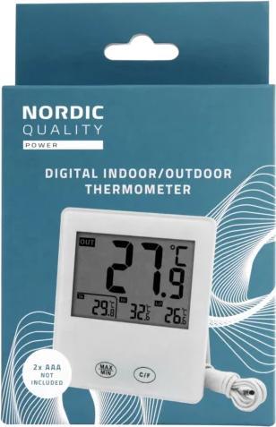 Image du produit Deltaco Thermomètre numérique d'intérieur et d'extérieur de qualité nordique avec capteur filaire