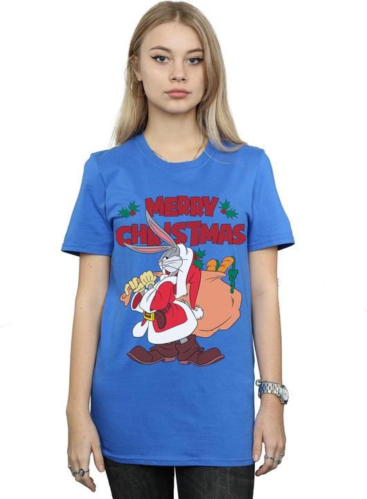 Actual product image Looney Tunes Womens/Ladies Santa Bugs Bunny Cotton Boyfriend T-Shirt (L)
