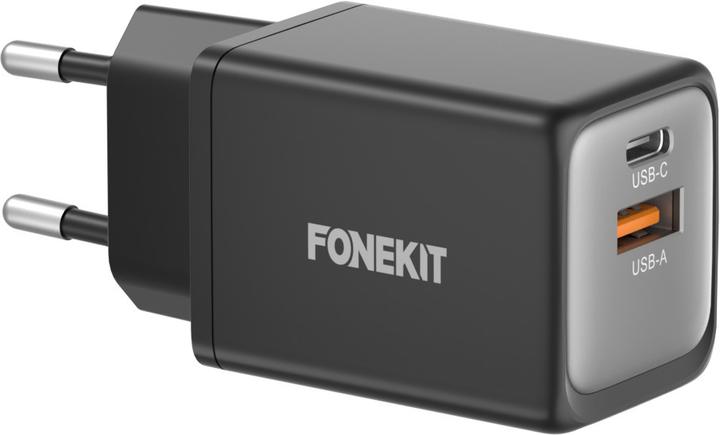 FoneKit 48W GaN PD Power Adapter, USB-C + USB-A, black (48 W)