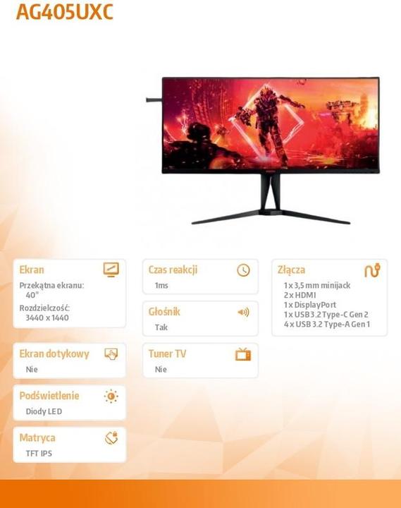 Immagine prodotto AOC AG405UXC (3440 x 1440 pixel, 39.50")