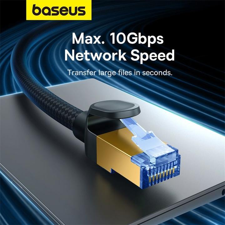 Image du produit Baseus Câble réseau en fil métallique cat.7 Ethernet RJ45, 10Gbps, 20m (noir) (S/FTP, CAT7, 20 m)