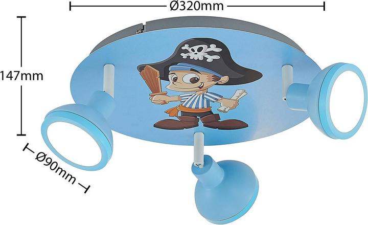 Produktbild Lindby Roxas Kinderzimmer-Deckenleuchte, Pirat (400 lm, GU10)