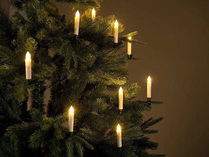 Image du produit Lunartec Lot de 20 bougies LED pour sapin de Noël avec télécommande IR, minuterie, blanc (20 x)