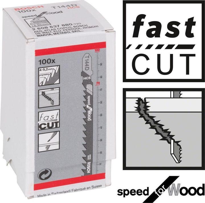 Actual product image Bosch Professional Zubehör Jigsaw blade T 144 D Speed for Wood, 100-pack