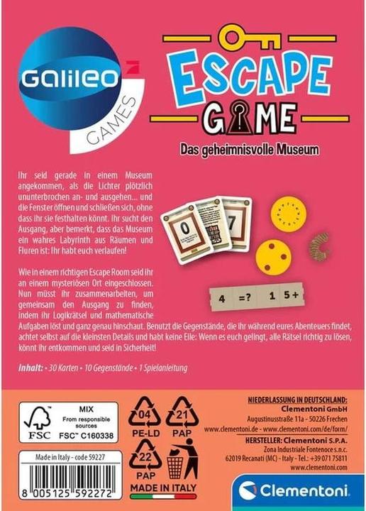 Produktbild Clementoni Galileo Escape Das geheimnisvolle Museum (Deutsch)
