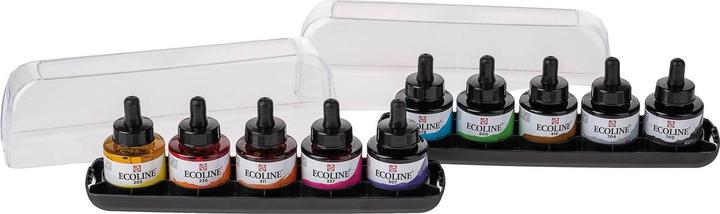 Produktbild Talens Ecoline Set (Zitronengelb, Magenta, Sky Blue, Green, Black, Grey, Bright Orange, Vermilion, Sepia, Ultramarinviolett, 300 ml)