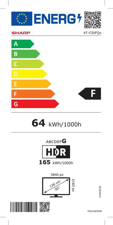Etichetta energetica Sharp 50FQ5EG (50", QLED, 4K, 2023)