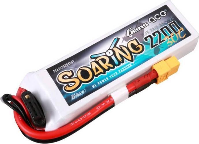 Actual product image Gens Ace G-Tech Soaring 2200mAh 11.1V 30C 3S1P Lipo Battery (11.10 V, 2200 mAh)