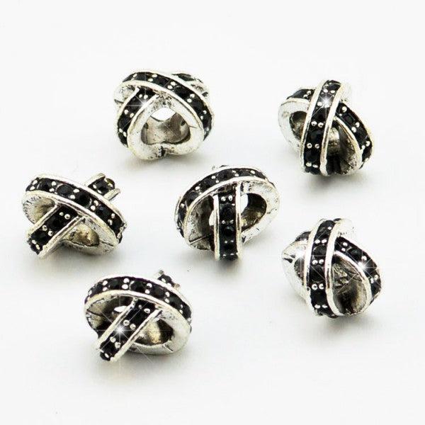 Produktbild Hermex X - Bead versilbert 925 mit Strass - Silbrig Schwarz (Metallegierung)