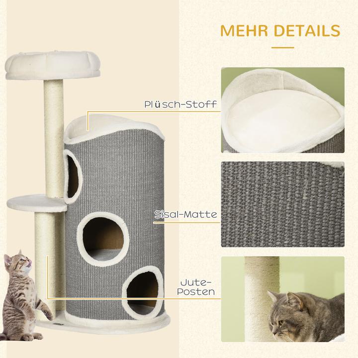 Immagine prodotto PawHut Graffiatoio con vassoio (109 cm, Bianco+grigio)
