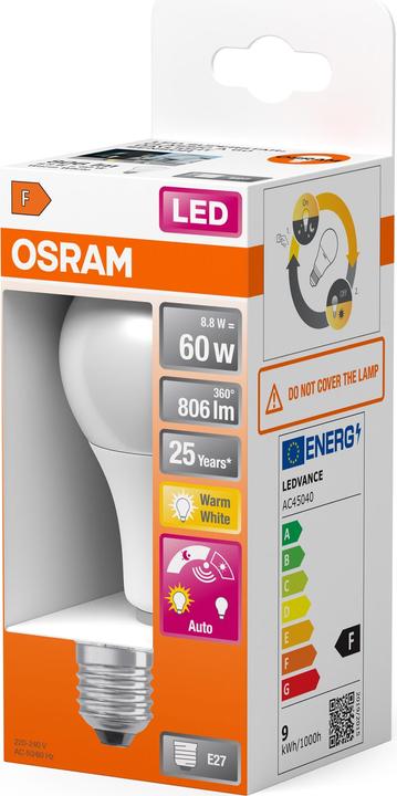 Produktbild Osram Led Daylight Sensor Classic A (E27, 8.80 W, 806 lm, 1 x, F)
