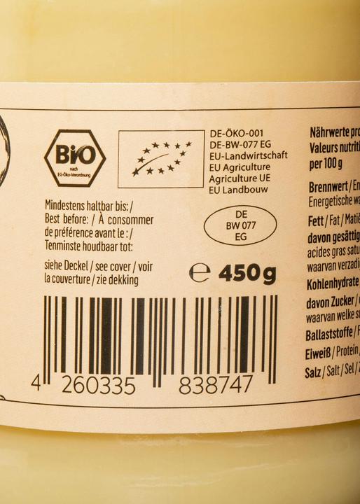 Valeurs nutritives et ingrédients KoRo Beurre clarifié bio, 99,8 % de matières grasses
