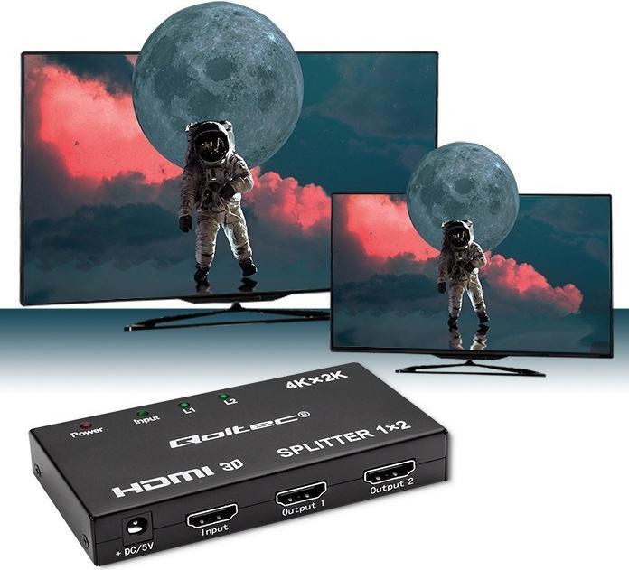 Produktbild Qoltec 51796 Aktiver HDMI-Splitter 2 x HDMI 4K x 2K | 3 4 Gbit/s