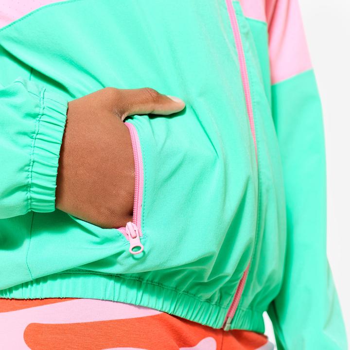 Immagine prodotto Domyos Trainingsjacke Kinder leicht atmungsaktiv - rosa/blau (14, 15, 16)