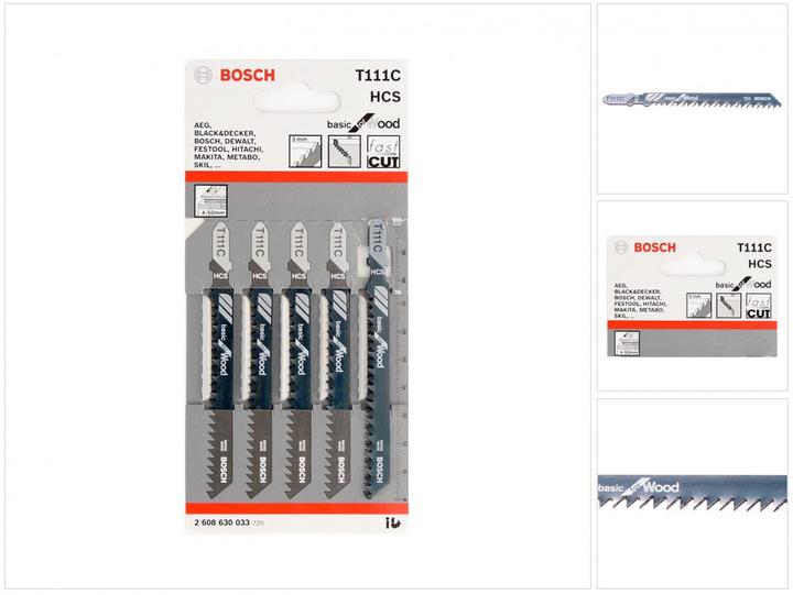 Immagine prodotto Bosch Professional Zubehör Lama per seghetto alternativo T 111 C Basic per legno, confezione da 5 pz.