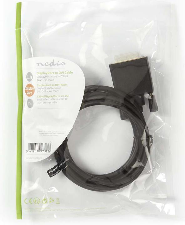 Actual product image Nedis Video cable DVI-D (M) to DisplayPort (M) (2 m, DisplayPort)