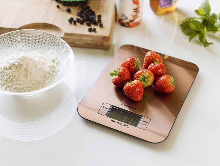 Immagine prodotto Bestron Bilancia da cucina AKS700CO Bilancia elettronica da cucina quadrata con piano di lavoro in rame