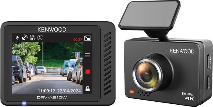 Kenwood DRV-A610W 4K UHD DashCam 12/24V/App/ 64GB microSD (Built-in display, GPS receiver, Built-in microphone)